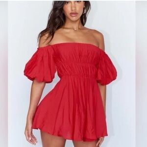 Princess Polly Red Puff-Sleeve Party Dress